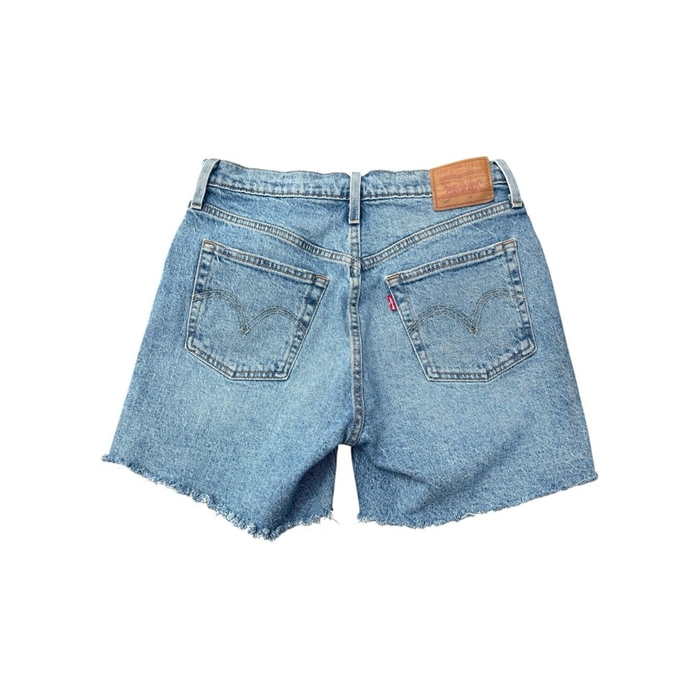 Levi's Premium Distressed Cutoff Denim Shorts Blue Raw Hem Button-fly Size 28 - Picture 2 of 9